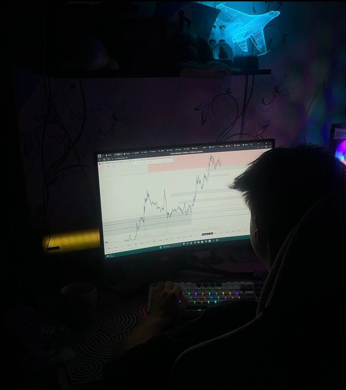 Danil at his desk studying a Forex chart